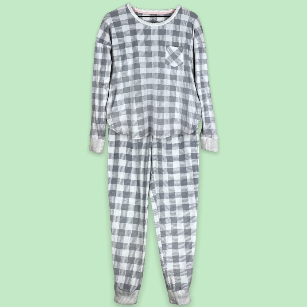 Cuddl Duds Plaid Plush Velour Pajama Set
